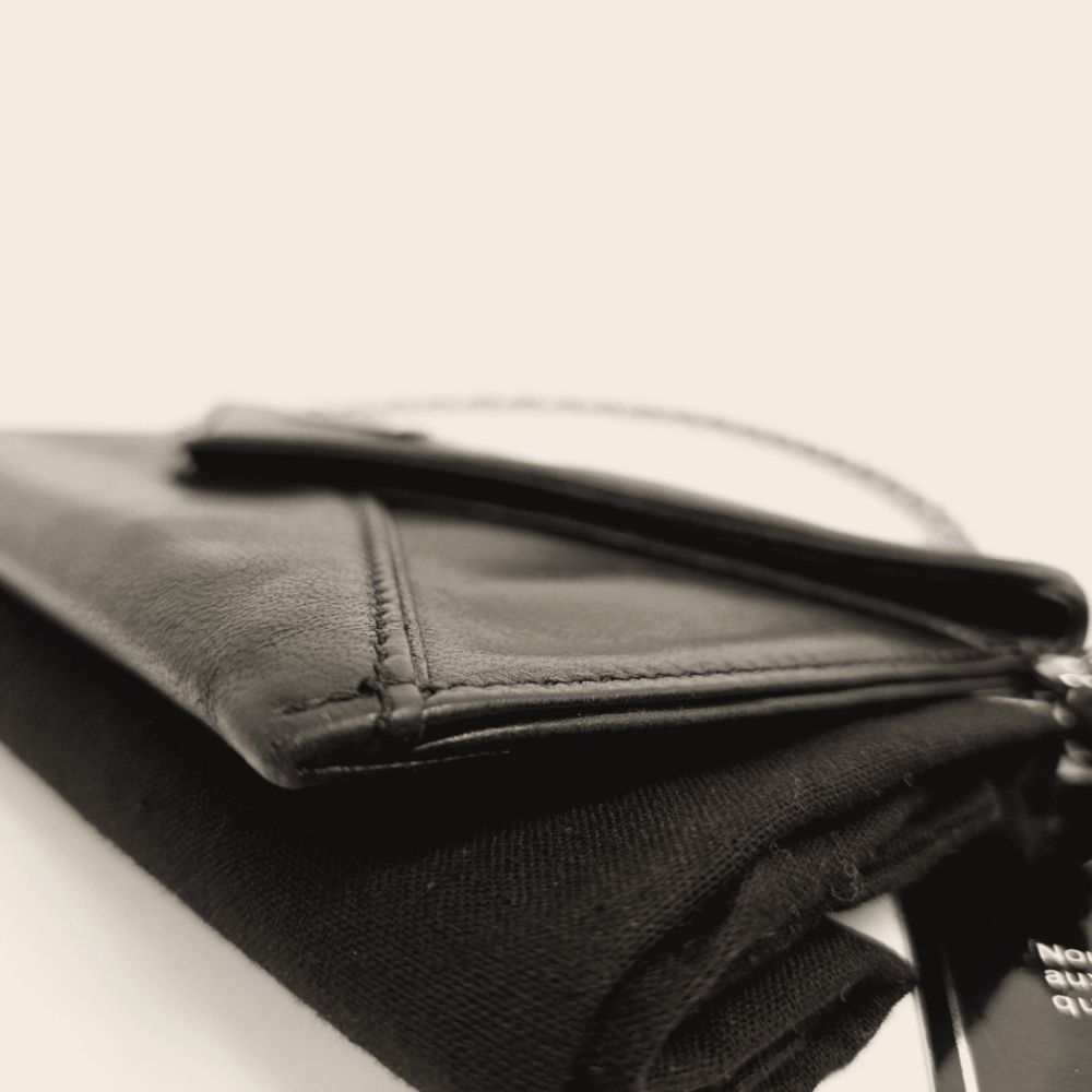 Chanel Rare Black Leather Mademoiselle Postcard Envelope Bag